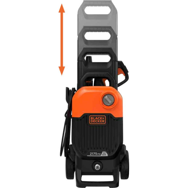 Black&Decker Vertikālais augstspiediena mazgātājs ar regulējamu rokturi 2000W, Black+Decker [BEPW2000-QS] 150 bar