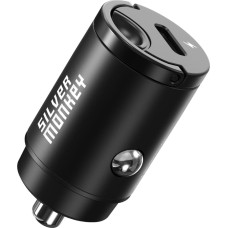 Silver Monkey Auto lādētājs cigarešu aizdedzinātāja ligzdai 30W 1x USB-C PD, melns