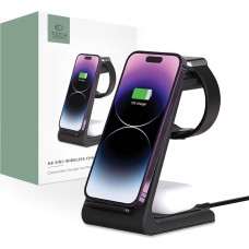 Tech-Protect A8 10W inductive charger in the form of a 3-in-1 stand for smartphone | headphones | smartwatch - black