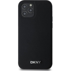 Dkny PU Leather Silver Metal Logo Magsafe Case for iPhone 12|12 Pro Black