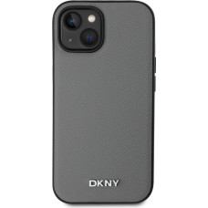 Dkny PU Leather Silver Metal Logo Magsafe Case for iPhone 13 Grey