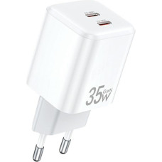 Awei ład. siec. PD65-EU 35W 2x USB-C biała|white GaN