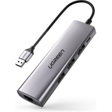 UGREEN CM266 Hub Adapter 5in1 USB, 3x USB 3.0, micro USB, RJ45 (gray)