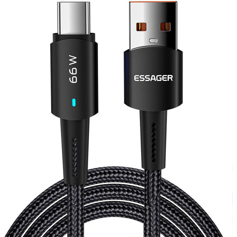 Essager USB to USB-C cable, Essager, EXCT-CGA01, 66W, 2m (black)