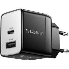 Essager Wall charger, Essager, ECT33W-LJB01-Z, GaN, 1xUSB-A, 1xUSB-C, 33W (black)