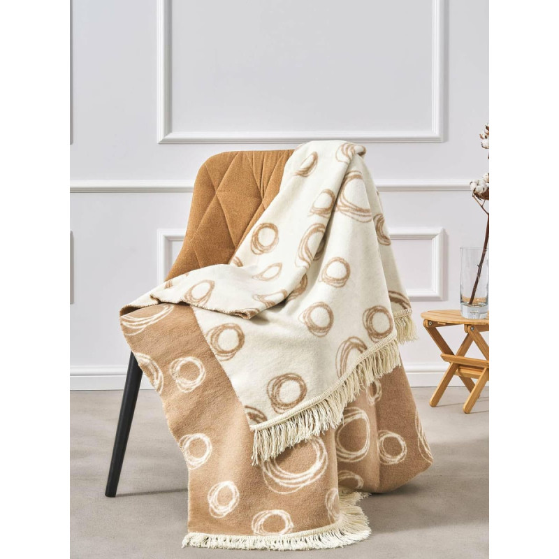 Unia - Cotton Cloud Kokvilnas akrila sega 150x200 2140/2 Ziepju burbuļi bē&scaron;s krēmkrāsas gultas pārklājs ar bārkstīm SG