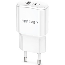 Forever TC-01-20AC PD QC charger 1x USB-C 1x USB 20W white