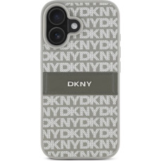 Dkny PU Leather Repeat Pattern Tonal Stripe Case for iPhone 16 Beige