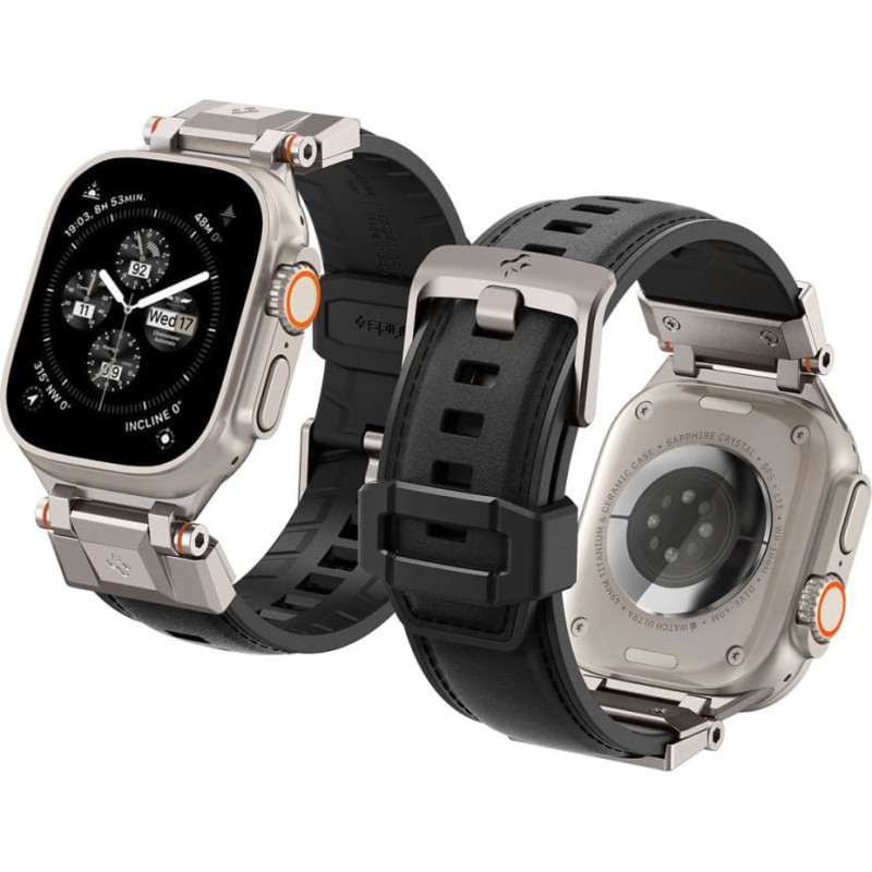 Spigen Durapro Armor PU Strap for Apple Watch 4|5|6|7|8|9|SE|Ultra 1|2 (42 | 44 | 45 | 49 mm) - Black