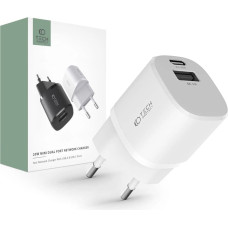 Tech-Protect C20W mini USB-C PD 20W | USB-A QC 3.0 network charger - white