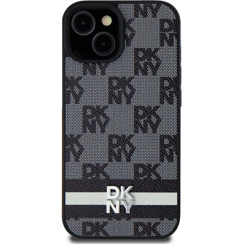 Dkny Leather Checkered Mono Pattern & Printed Stripes case for Samsung Galaxy S24+ - black