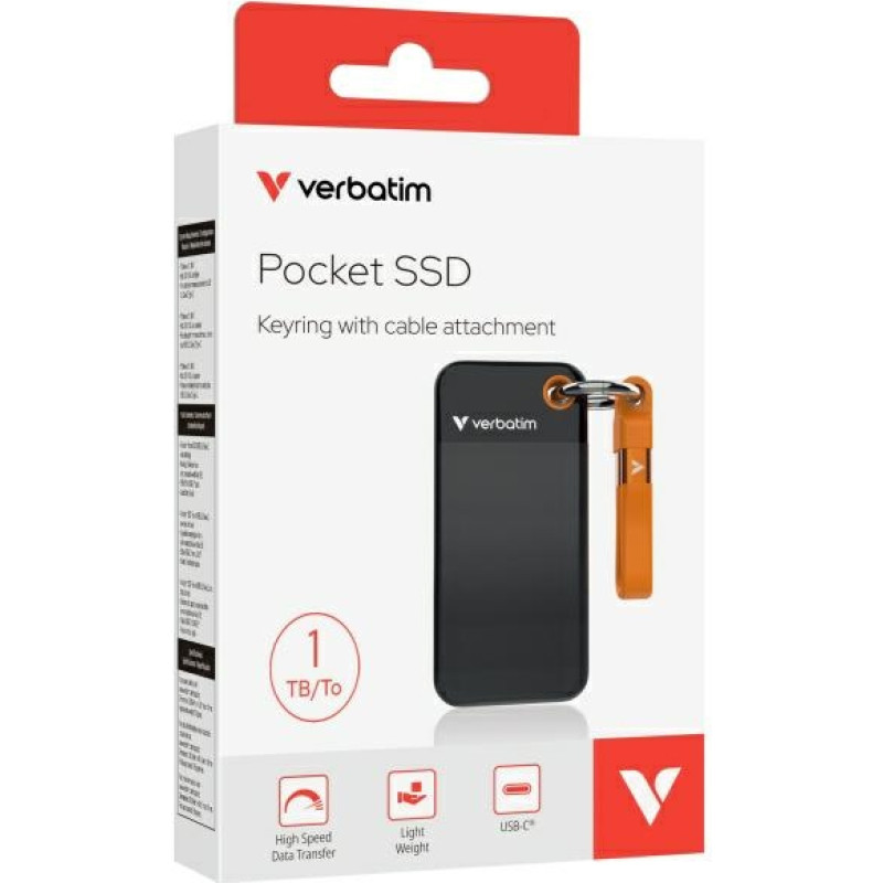 Verbatim Dysk SSD 1TB - brelok do kluczy  z kablem USB 3.2 gen.2 czarno-pomarańczowy|black-orange 32193