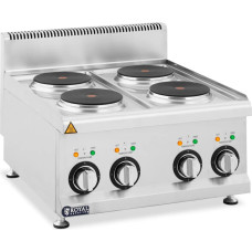 Royal Catering Regulējama elektriskā plīts ar tvaika nosūcēju, 4 gatavošanas zonas, dia. 19 cm 8 kW 400 V