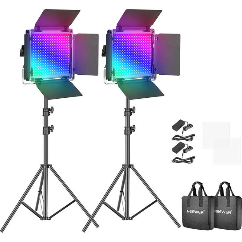 Neewer 660 PRO RGB LED studio set, two 50W 3200-5600K lamps + tripods + gates