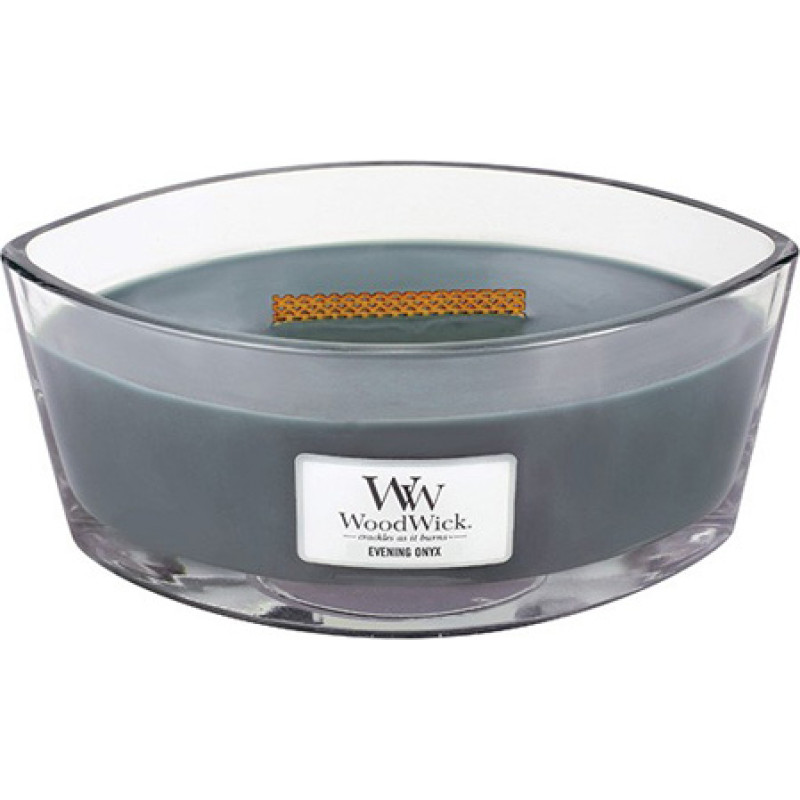 Woodwick Evening Onyx scented candle with wooden wick 453,6 g