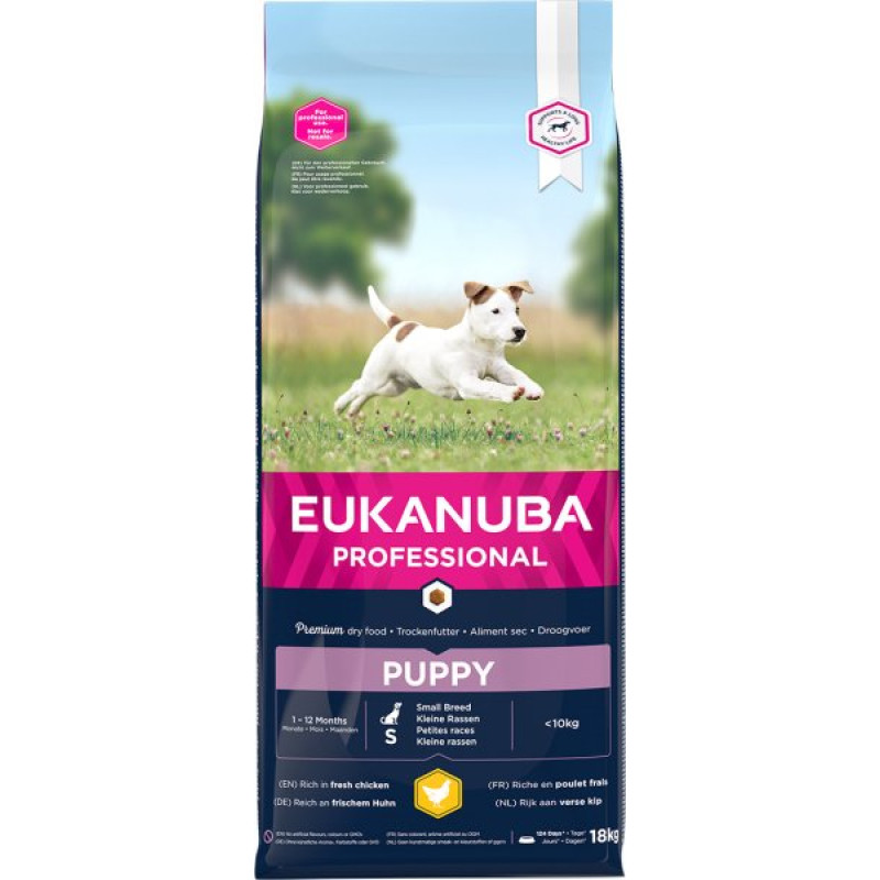 Eukanuba Sausa barība kucēniem - Eukanuba Puppy & Junior, Small, Chicken, 18 kg