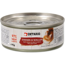 Ontario Konservi kaķiem – Ontario Chicken Pieces+Scallop 95g