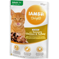 Iams Konservēta barība kaķiem : IAMS CAT DELIGHT CHICKEN TURKEY GRAVY 85g.