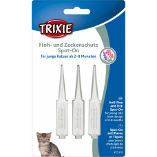 Trixie Bio pilieni pret parazītiem kaķēniem : Trixie Spot:On flea and tick protection for young cats, 3 × 0.6 ml