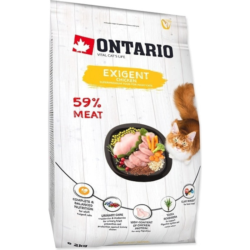 Ontario Sausā barība kaķiem - Ontario Cat Exigent, 2 kg
