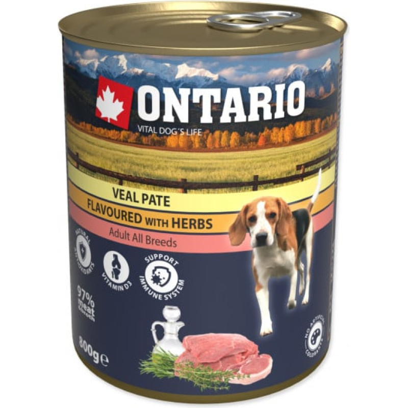 Ontario Konservi suņiem : Ontario Dog Veal Pate with Herbs 800g