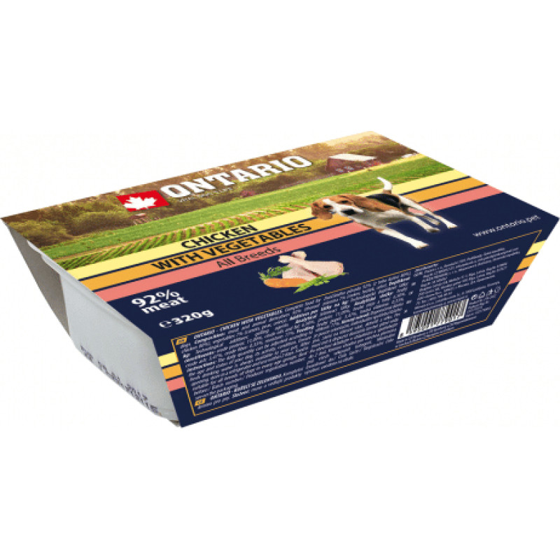 Ontario Konservi suņiem : Ontario Dog Alucup Chicken with vegetable, 320 g