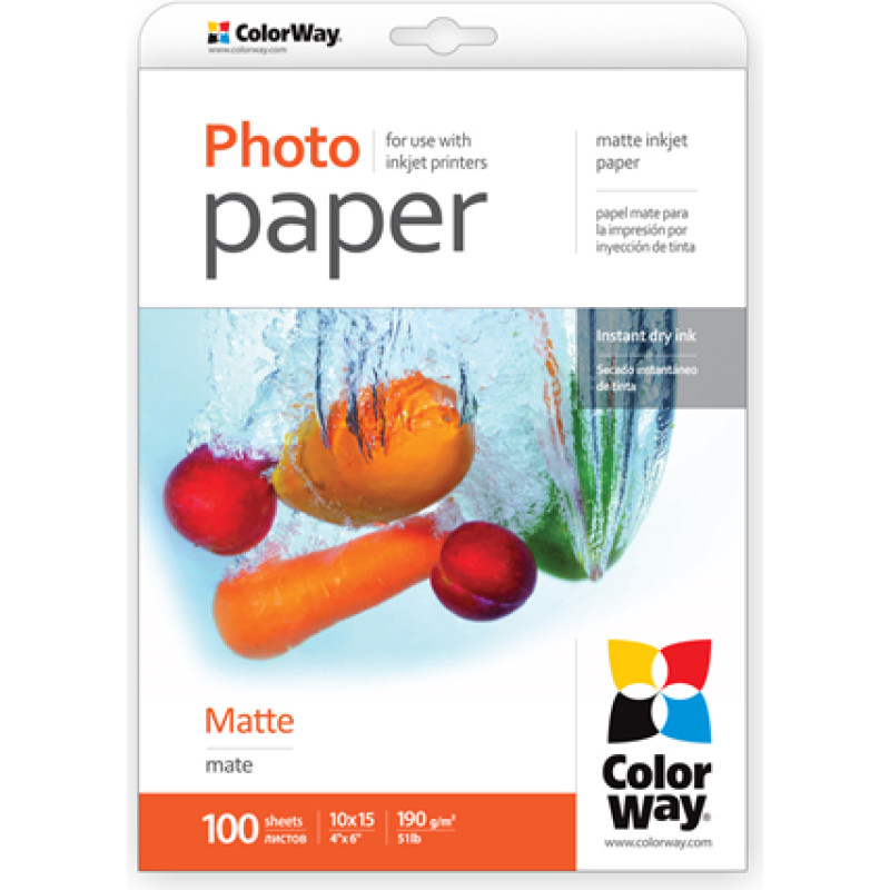 Colorway Matte Photo Paper  10x15  190 g|m2  100 sheets