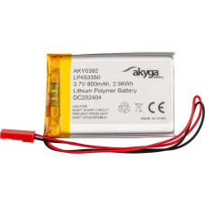 Lithium Polymer Battery Akyga AKY0392 LP453350 Li-Po 3.7V | 800mAh PCM JST 2.54 2Pin Connector 150mm