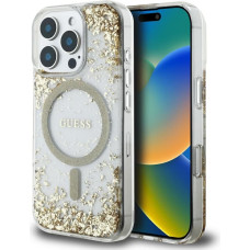 Etui Guess HC Resin Bottom Glitter do     iPhone 16 Pro MagSafe złoty