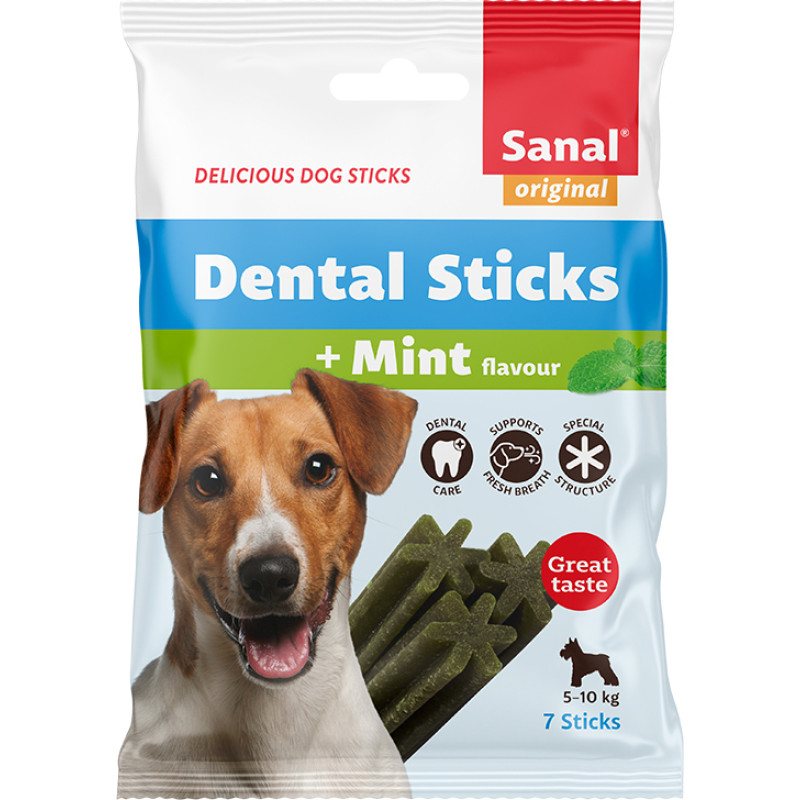 Sanal (Nl) Sanal Dog Dental Sticks Small, 7gb/105g - košļājamas nūjiņas ar piparmētru zobu kopšanai mazo šķirņu suņiem