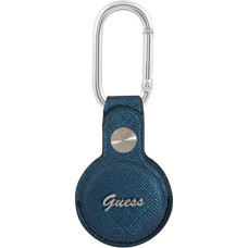 Guess GUATPSASRSB AirTag case  niebieski|blue Saffiano Vintage Script