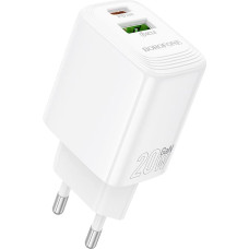 Borofone Wall charger BN27 Fuente - USB + Type C - QC 3.0 PD 20W white