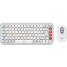 Klaviatūra + Pele Logitech POP ICON COMBO OFF White Orange US