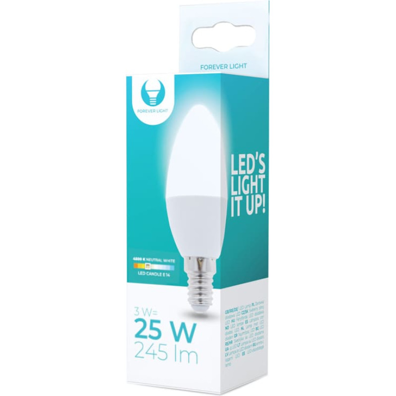 Forever Light LED Bulb E14 C37 3W 230V 4500K 245lm Forever Light