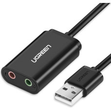 Ugreen Ārējās skaņas kartes mūzikas adapteris USB - 3.5mm mini jack kabelis 15cm melns