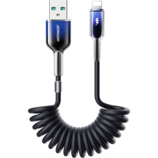 Joyroom USB-A spirālveida kabelis — iPhone Lightning Crystal-Clear 3A sērija 1,5 m — melns