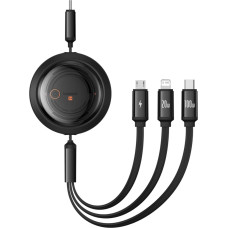 Baseus 3in1 universālais kabelis, izvelkamais USB-C — Lightning / USB-C / Micro USB 100 W 1,1 m — melns
