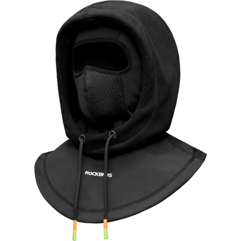 Rockbros Vēju necaurlaidīga silta sporta balaklava ar kapuci velotrekingam - melna