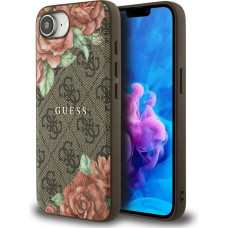 Case Guess 4G Flowers Print MagSafe for  iPhone 16e brown