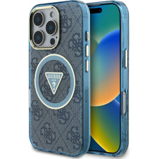 Case Guess IML Metal Glitter 4G Circle   Triangle MagSafe for iPhone 16 Pro Max blue