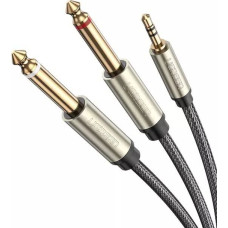 UGREEN AV126 Cable TRS 3.5 mm to 2x TS 6.35 mm - 2m (grey)