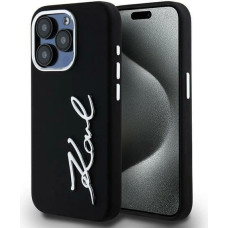 Case Karl Lagerfeld Silicone Metal       Script Logo for iPhone 15 Pro Max black