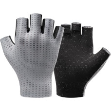 Rockbros Breathable Short Finger Cycling Gloves, Size: S - Gray