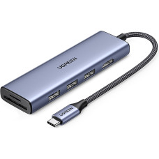 Ugreen 6in1 HUB adapteris USB-C — HDMI/USB-A/SD TF karšu lasītājs — pelēks