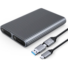 Orico AM2C3-2SN dual M.2 SATA+NVME USB-C 10Gb/s korpuss — pelēks