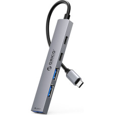 Orico Hub YSB4-U2 USB-C uz USB-A USB-C dokstacija — pelēka