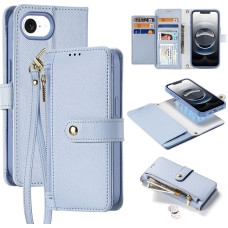 Dux Ducis Lawa iPhone 16e Leather Case with Detachable Magnetic Wallet - Blue