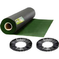 Plonos Dārza agrotekstils 1,6 m x 50 m 90 g/m2 + 100 adatas - melni zaļa