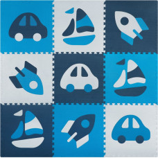 Ricokids Putuplasta puzles paklājiņš 180x180cm 9 gab. zils