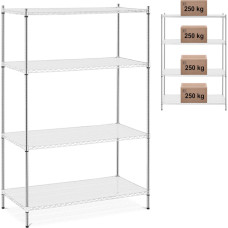 Royal Catering Stiepļu darbnīcas plaukts 4 plaukti + 4 paklājiņi līdz 1 t 1000 kg 120x60x180 cm
